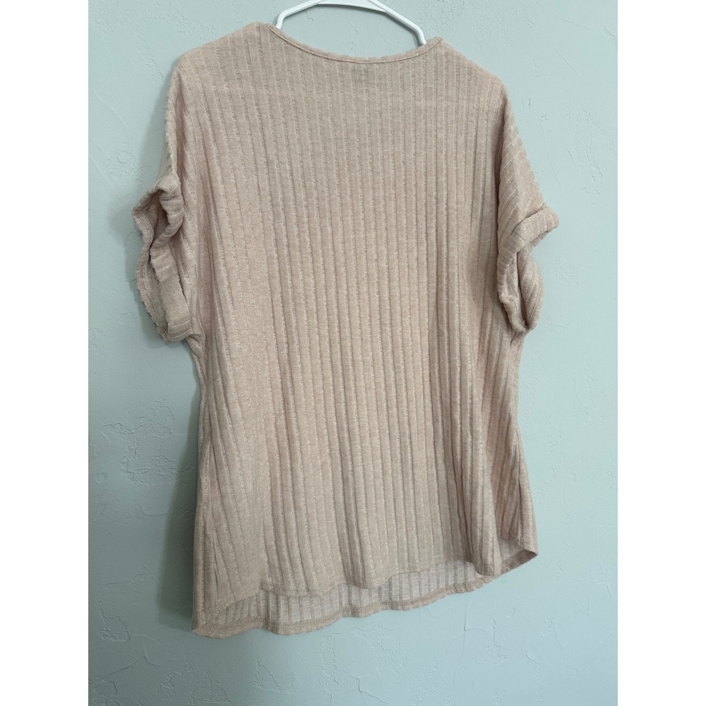 NWT Automet Women's Beige Ribbed Knit Short Sleeve Tunic Top XL‎ - Picture 5 of 7
